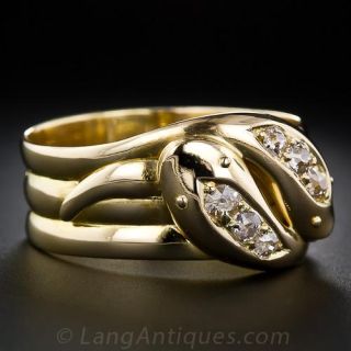 Large 18 Karat Unisex Victorian Snake Ring