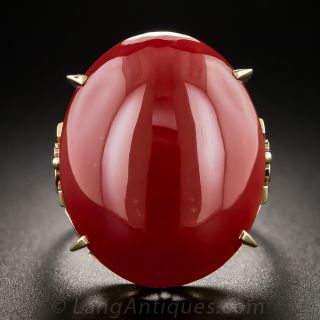 Large 18K Red Coral Ring