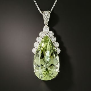 Large 31.15 Carat Green Beryl and Diamond Pendant Necklace - 2