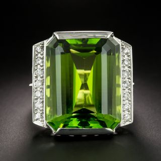 Large 31.98 Carat Peridot and Diamond Ring - 3