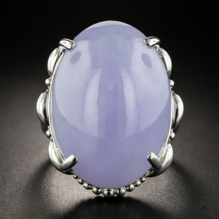 Large 42.97 Carat Lavender Jade Cabochon Ring - 1