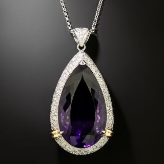 Large 60.94 Carat Amethyst and Diamond Pendant Necklace - 2