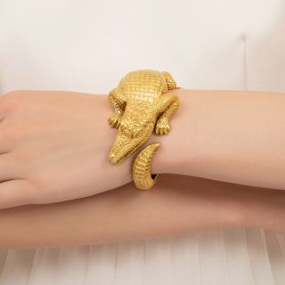 Large Alligator Cuff Bracelet by Kieselstein-Cord 