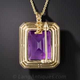 Large Amethyst 18K Pendant/Brooch