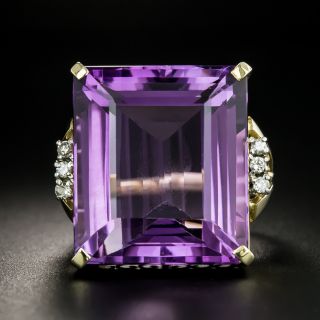 Estate Large 26.00 Carat Amethyst and Diamond Cocktail Ring - 2