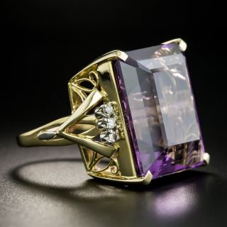 Large Amethyst and Diamond Cocktail Ring