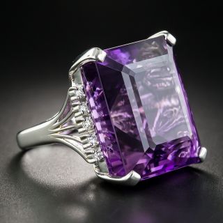 Large Amethyst and Diamond Platinum Cocktail Ring