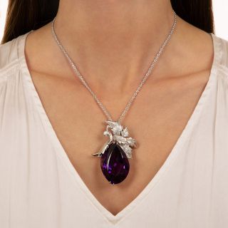 Large Amethyst Pendant Necklace