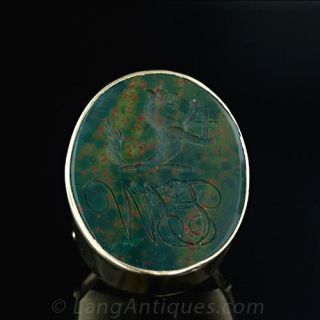 Large-Antique-Bloodstone-Intaglio-Seal-Ring-Main-View