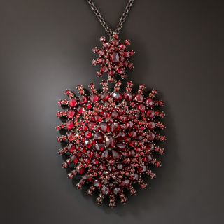 Large Antique Bohemian Garnet Pendant - 2