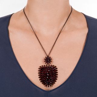 Large Antique Bohemian Garnet Pendant