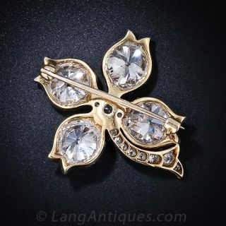 Large Antique Diamond Four Leaf Clover Brooch