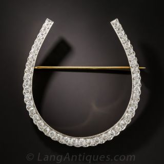 Large Antique Diamond Horseshoe Pin - 1