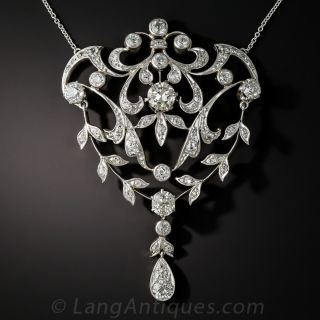 Large Antique Diamond Lavaliere Necklace - 2