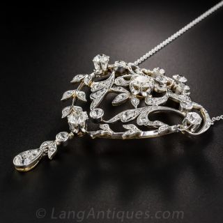 Large Antique Diamond Lavaliere Necklace