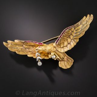 Large Antique Eagle Brooch