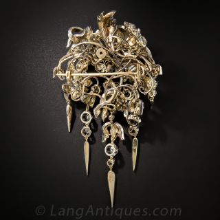 Large Antique En Tremblant Diamond Stomacher Brooch