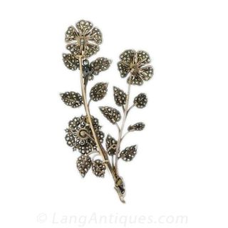 Large Antique French Corsage Diamond Brooch