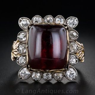 Large Antique Garnet and Diamond Ring