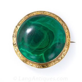 Large Antique Malachite Brooch