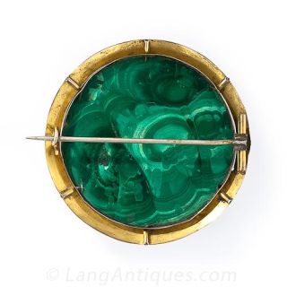 Large Antique Malachite Brooch