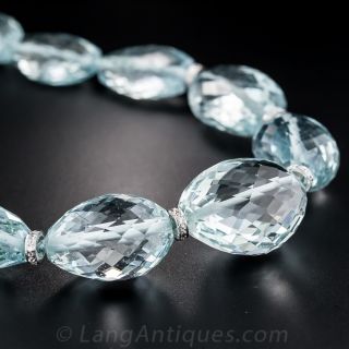 Large Aquamarine Bead Necklace - 2