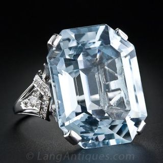 Large Art Deco Aquamarine Ring