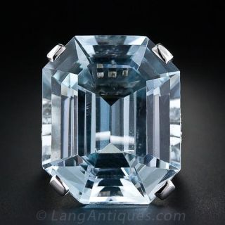 Large Art Deco Aquamarine Ring