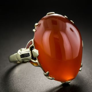 Large Art Deco Carnelian Enamel Ring
