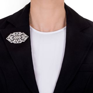 Large Art Deco Diamond and Platinum Brooch