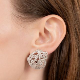 Large Art Deco Diamond Scroll Earrings
