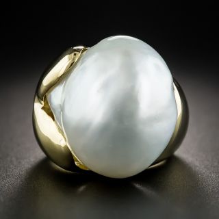 Large Baroque South Sea Pearl Ring - 1