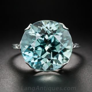 Large Blue Zircon Art Deco Ring