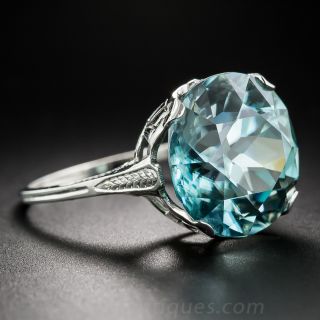 Large Blue Zircon Art Deco Ring