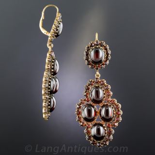 Large Bohemian Garnet Dangle Earrings