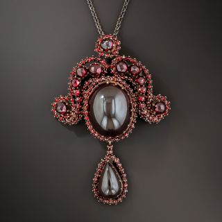 Large Bohemian Garnet Pendant Brooch  - 1
