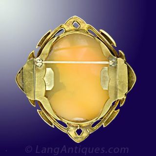 Large Cameo with Cobalt Enamel Frame