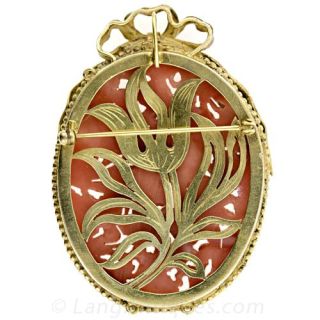 Large Carved Coral Pin/Pendant