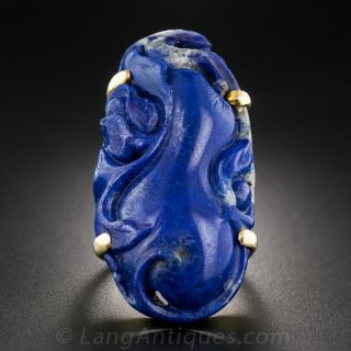 Large Carved Lapis Ring