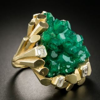 Large Chatham Crystal Emerald Ring by Ruser
