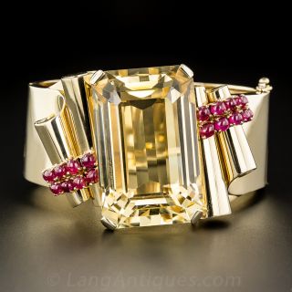 Large Citrine and Ruby Retro Bracelet - 2