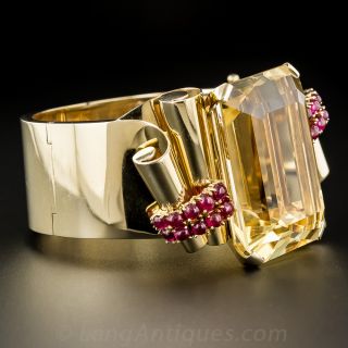 Large Citrine and Ruby Retro Bracelet