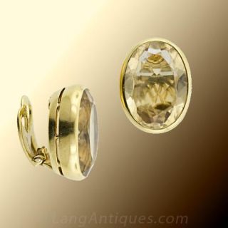 Large Citrine Ear Clips
