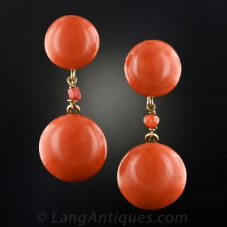 Large Coral Button Earrings - 1
