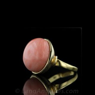 Large Coral Button Ring