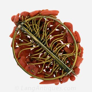 Large Coral Composition Brooch