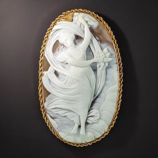 Large Dancing Grace Shell Cameo Brooch - 1