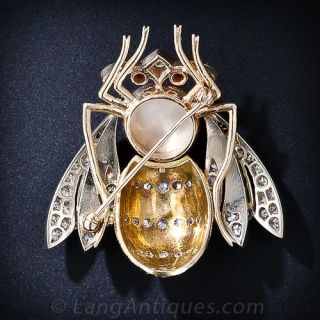 Large Diamond and Enamel Bee Pin