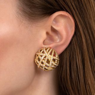 Large Diamond Dome Earrings - 6.25 Carats