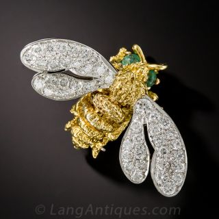 Large Diamond Winged Bee Brooch 